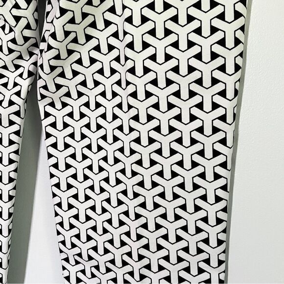 J. McLaughlin Geometric Double Zip
Up Pant Black White 14 Crop Ankle High Rise - Picture 2 of 10